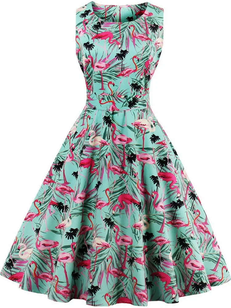 Plus Size Women Pin Up Casual Party Dress 2026 Summer Sleeveless Retro Robe 60s 50s Vintage Rockabilly Swing Dress Vestidos