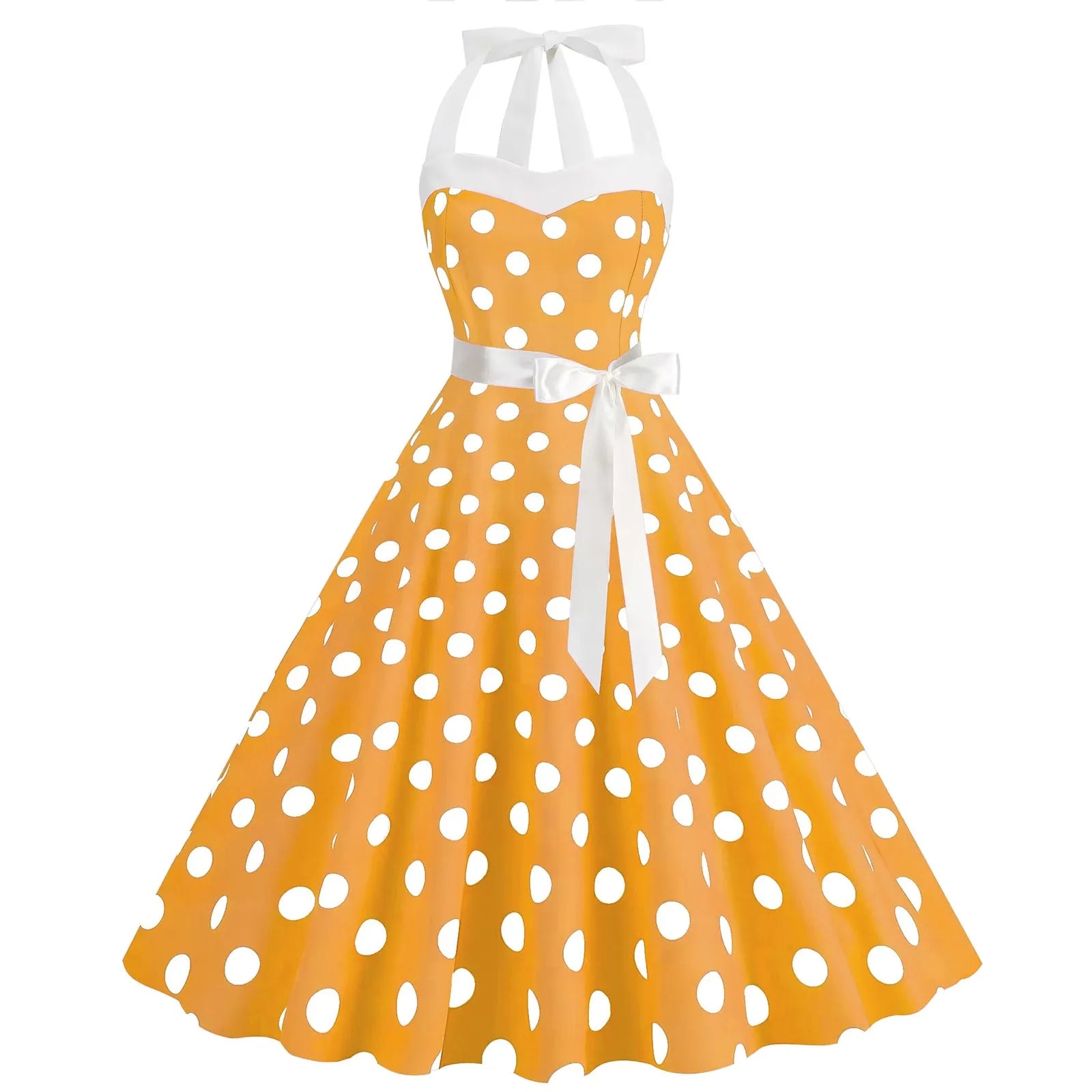 Polka Dot Summer Ladies Dress Vintage Retro With Sleeveless V-Neck Pin up Vestidos Robe Femme Casual A-line Party Dress 2024