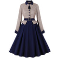 Women Pin Up Lattice Print Casual Party Dress Long Sleeve Retro Robe 60s 50s Vintage Rockabilly Swing Dress Vestidos 2024 Spring