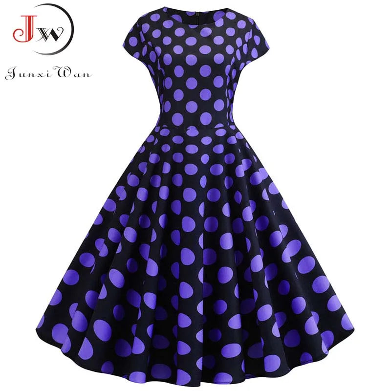 Women Floral Print Summer Dress 50s 60s Vintage Dress Female Short Sleeve Retro Robe Rockabilly Party Dresses Vestidos