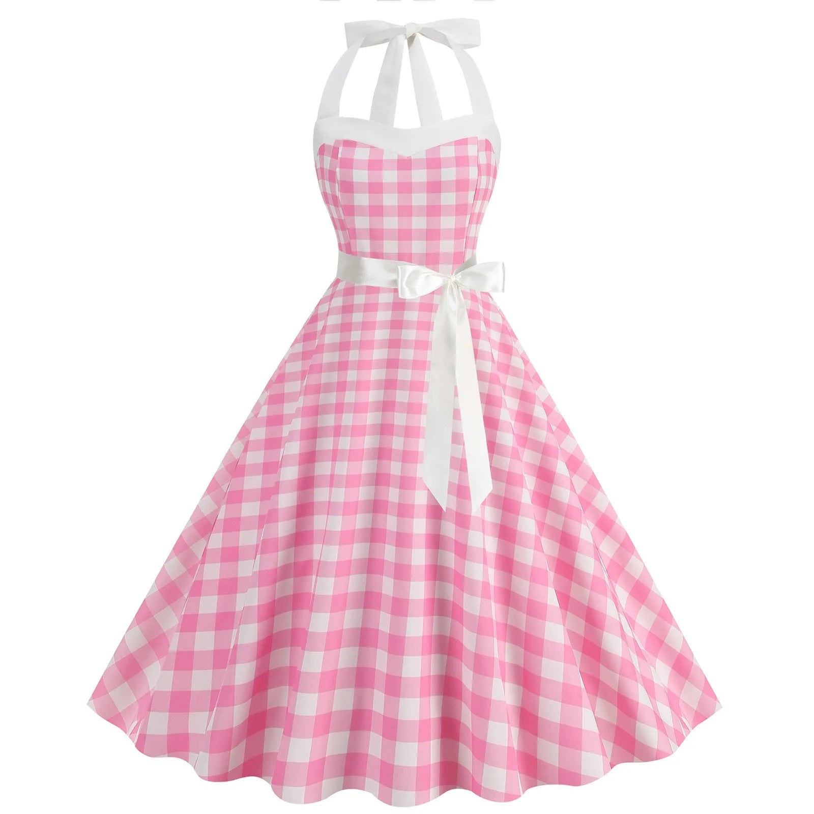 Polka Dot Summer Ladies Dress Vintage Retro With Sleeveless V-Neck Pin up Vestidos Robe Femme Casual A-line Party Dress 2024