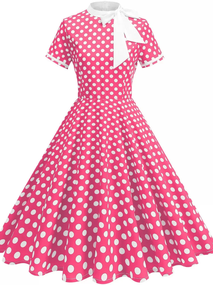 Women Summer Pin Up Casual Party Dress 2025 Short Sleeve Retro Robe 60s 50s Vintage Rockabilly 1960s 1950s Swing Dress Vestidos